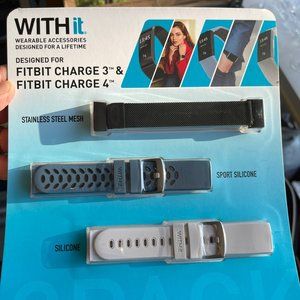 WITHit Replacement Band Compatible with Fitbit Charge 3/4: 3-Pack